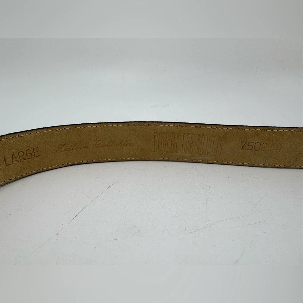 Vintage 1980's ROBERT LEE MORRIS Gold buckle belt size Large